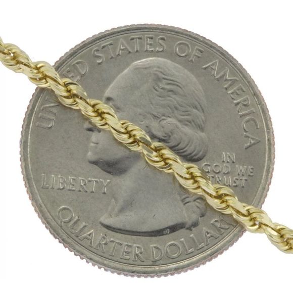 30” Real Solid Gold Italy Diamond Cut Rope Chain - Picture 2 of 3